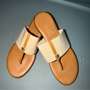 Italian Shoemakers Cream and Tan Sandals
